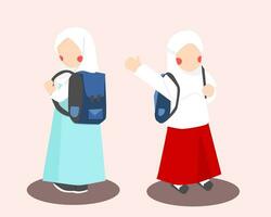 Muslim Girl Go to School vector