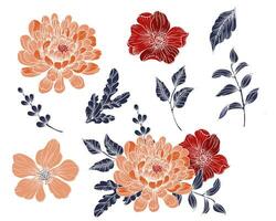 Hand Drawn Dahlia Flower Element vector