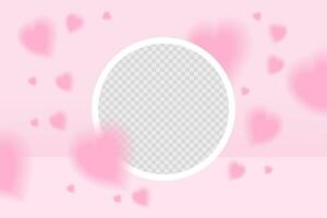 Romantic y2k aura pink background with heart. with round place for photo. modern template. vector