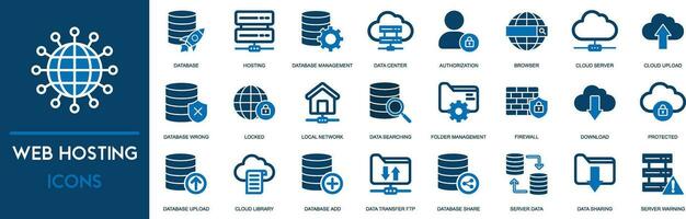 Web hosting server icon with internet cloud storage computing network connection sign vector