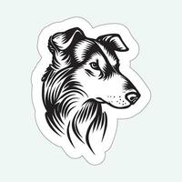 negro y blanco perro pegatina colección para impresión vector