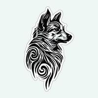 Black and white dog sticker collection for printing vector