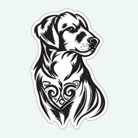 Black and white dog sticker collection for printing vector