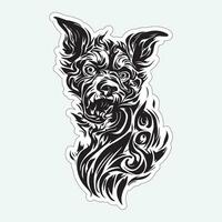 Black and white dog sticker for printing vector