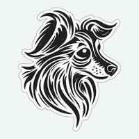 Black and white dog sticker for printing vector