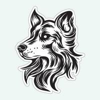 Black and white dog sticker for printing vector