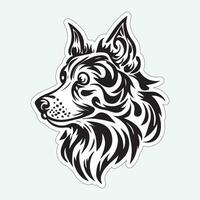 Black and white dog sticker for printing vector