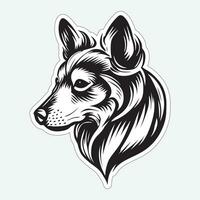 Black and white dog sticker for printing vector