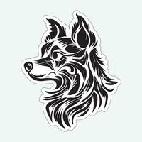 Black and white dog sticker for printing vector