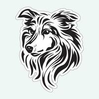 Black and white dog sticker for printing vector