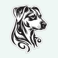 Black and white dog sticker for printing vector