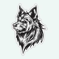 Black and white dog sticker for printing vector