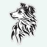 Black and white dog sticker for printing vector