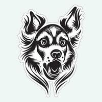 Black and white dog sticker for printing vector