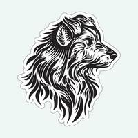 Black and white dog sticker for printing vector