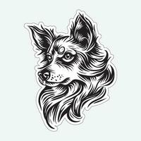 Black and white dog sticker for printing vector