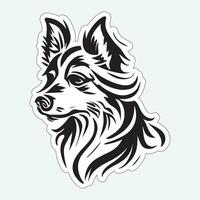 Black and white dog sticker for printing vector