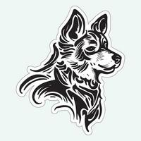 Black and white dog sticker for printing vector