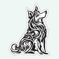 Black and white dog sticker for printing vector