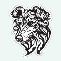 Black and white dog sticker for printing vector