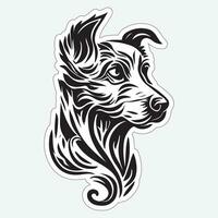 Black and white dog sticker for printing vector