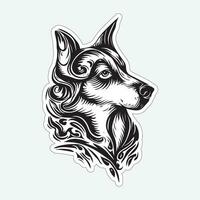 Black and white dog sticker for printing vector