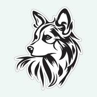 Black and white dog sticker for printing vector