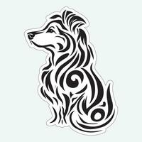 Black and white dog sticker for printing vector