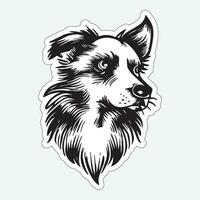 Dog art black and white sticker for printing vector