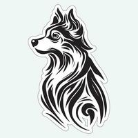 Dog art black and white sticker for printing vector