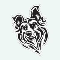 Dog art black and white sticker for printing vector