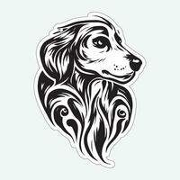 Dog art black and white sticker for printing vector