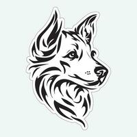 Dog art black and white sticker for printing vector