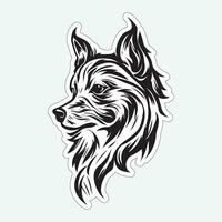 Dog art black and white sticker for printing vector