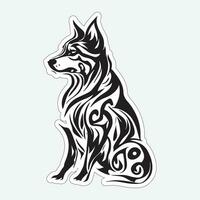 Dog art black and white sticker for printing vector