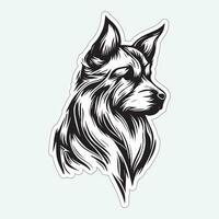 Dog art black and white sticker for printing vector