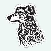 Dog art black and white sticker for printing vector