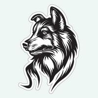 perro Arte negro y blanco pegatina para impresión vector