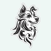 Dog art black and white sticker for printing vector