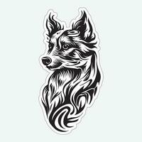 Dog art black and white sticker for printing vector