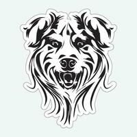 Dog art black and white sticker for printing vector