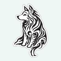 Dog art black and white sticker for printing vector