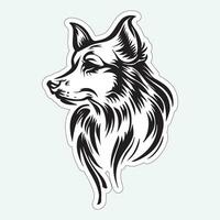 Dog art black and white sticker for printing vector