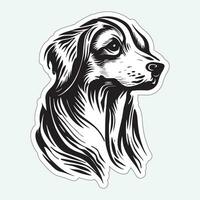 perro Arte negro y blanco pegatina para impresión vector