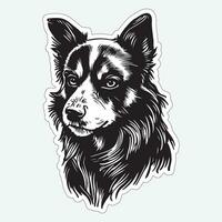 perro Arte negro y blanco pegatina para impresión vector