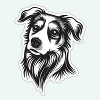 perro Arte negro y blanco pegatina para impresión vector