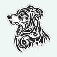 Dog art black and white sticker for printing vector