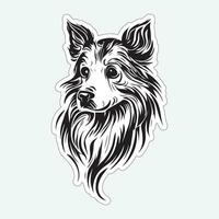 Dog art black and white sticker for printing vector