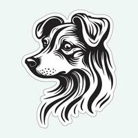 perro Arte negro y blanco pegatina para impresión vector