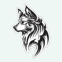 Dog art black and white sticker for printing vector